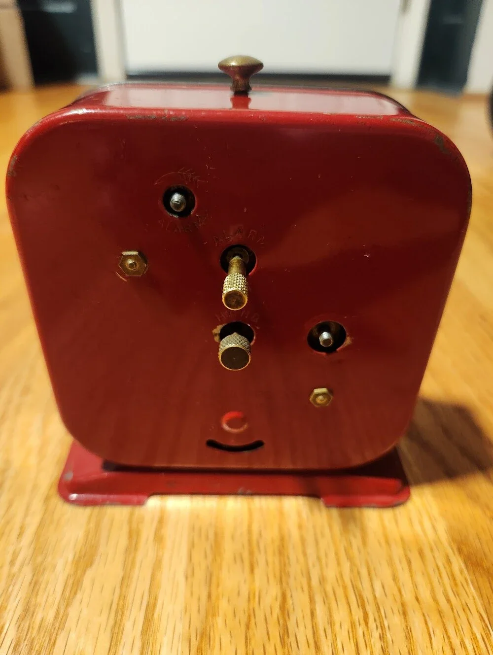 Vintage 1950s Lux Co Clock Red With Details Needs Work